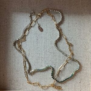 LOFT Crystal Tennis & Paper Clip Necklace Set